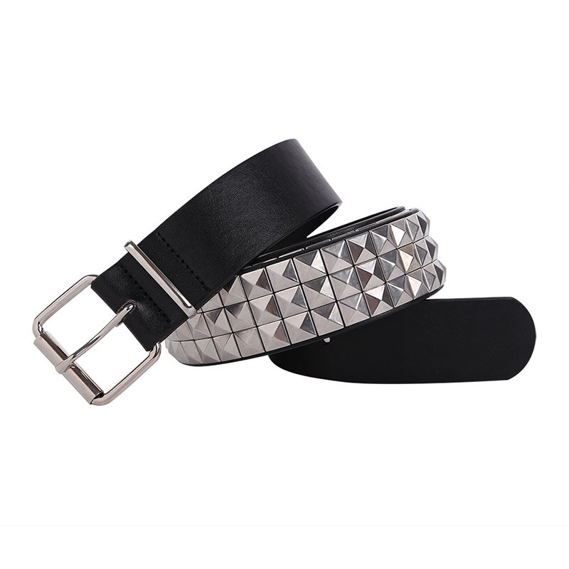 Cinturón con remaches de diamantes de imitación para hombres y mujeres, tachonado, Punk, con hebilla de Pin, negro, moda, envío gratis