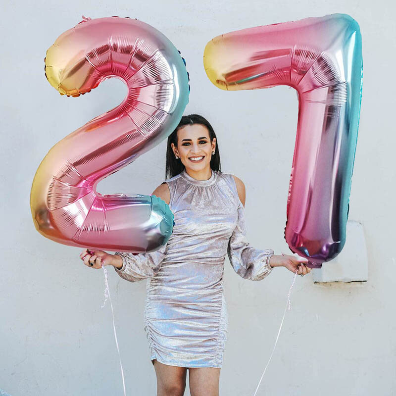 Balões folha de alumínio com figura digital, 32/40/40 polegadas, cor ouro rosa e prata, para festa de aniversário e casamento
