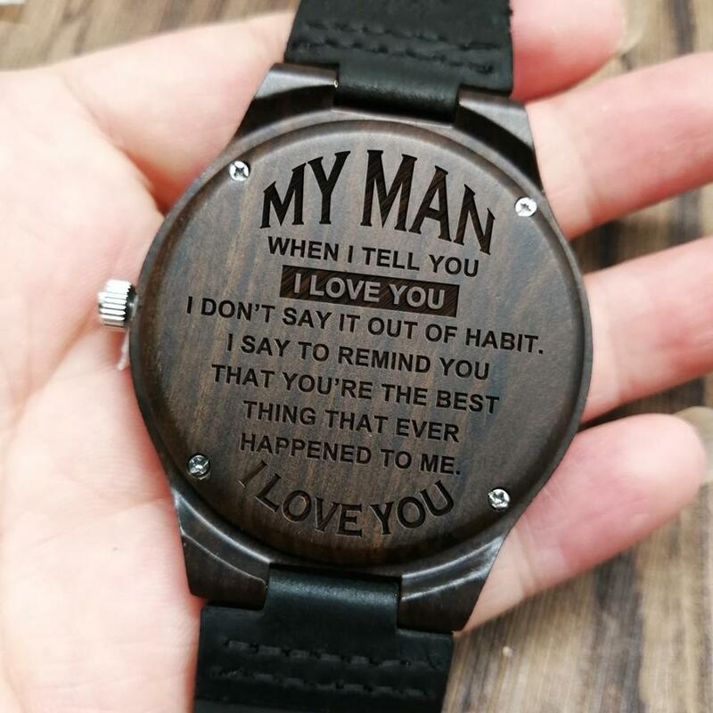 Untuk Pria Saya-untuk Suami atau Pacar Jam Tangan Kayu Terukir Jam Tangan Pria Mewah Hadiah Ulang Tahun Liburan Ulang Tahun