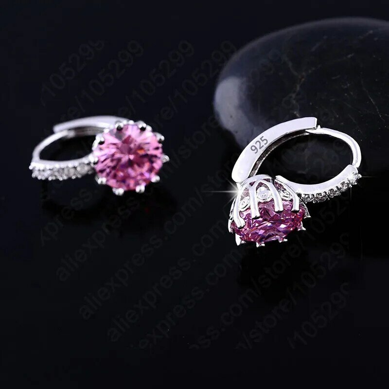 925 Silver  Hoop Earrings For Women Wedding Engagement Austrian Crystal Fashion Jewelry Lovers' Best Gift Wholesale