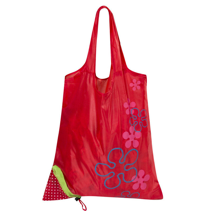 Grand sac d'épicerie réutilisable en Nylon de fraise Eco sac d'épicerie au détail sac fourre-tout de voyage mignon sacs à provisions des femmes nouveau