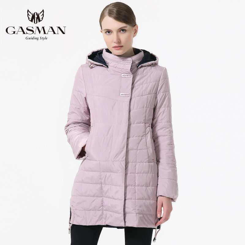 Gasman 2019 nova primavera feminina jaqueta fina moda casual à prova de vento casaco de comprimento médio feminino com capuz parka marca jaqueta para mulher
