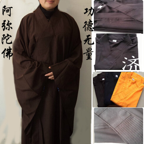 Free Shipping Shaolin Buddhist Monk Robes Suits Chinese Kung Fu Gown Uniforms Unisex Buddhist Clothing