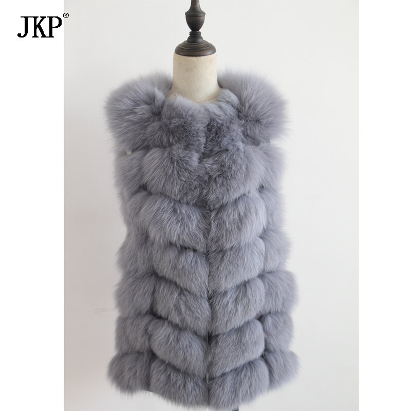 Abrigo sin mangas de piel de zorro natural real para mujer, chaleco de buena calidad a la moda, 100%