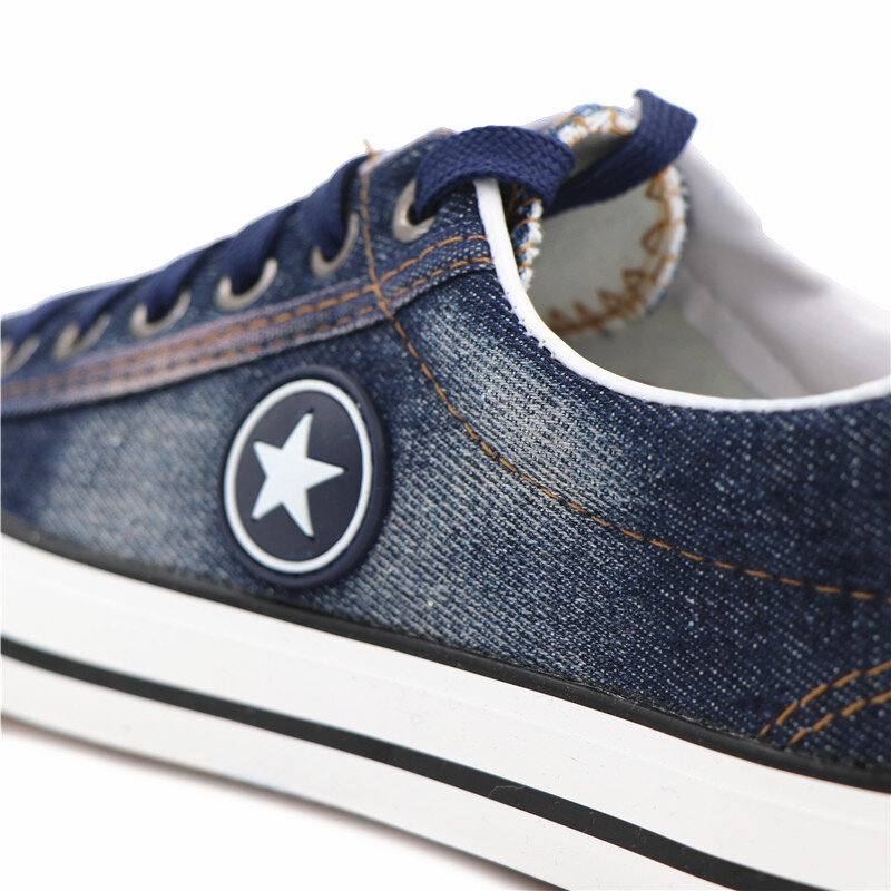 Moda feminina tênis denim sapatos casuais feminino verão sapatos de lona formadores rendas até senhoras cesta femme estrelas tenis feminino