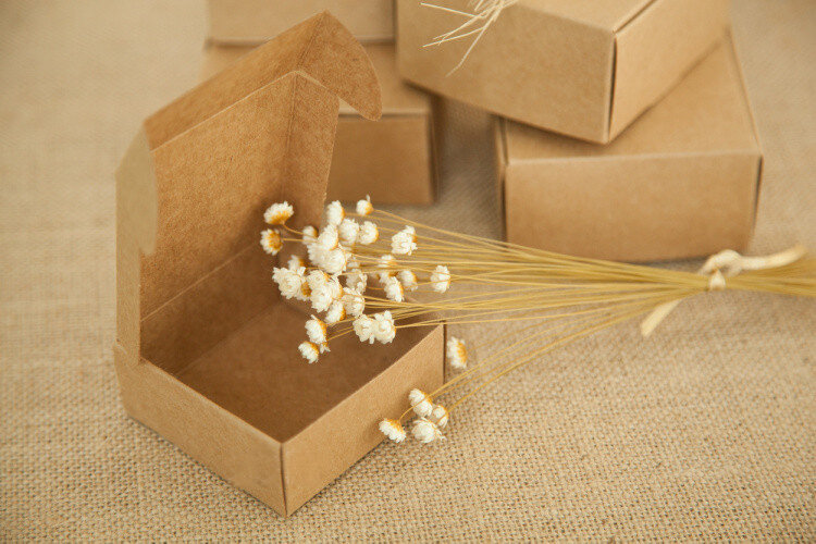 Коробка из коричневой крафтовой бумаги 20 шт. 6,5*6,5*3 см для конфет/еды/свадьбы/ювелирных изделий, упаковочная коробка для хранения ожерелий «сделай сам»