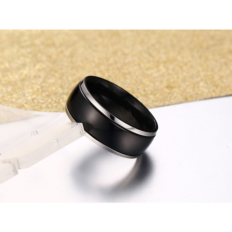V NOX 100%ไทเทเนียมแหวนผู้ชายเครื่องประดับคลาสสิกสีดำ8มิลลิเมตรแฟนของขวัญ