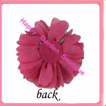 Free shipping New 12pcs/lot  chiffon polka dots silk flower with button