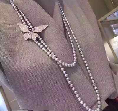 Ожерелье Жемчужное круглое, серебристо-серое, 9-10 мм, 38 дюймов