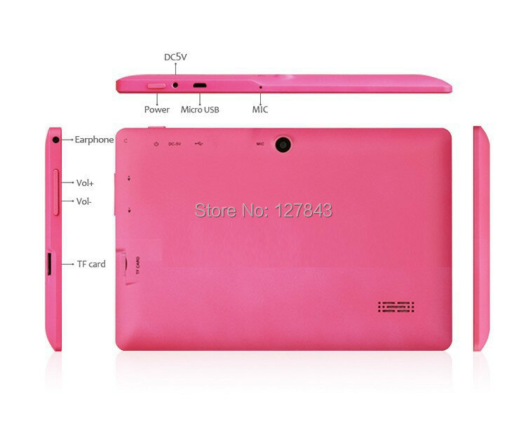 Tableta PC capacitiva q88 A33, con cámara Dual, cuatro núcleos, Bluetooth, Android 4.4.2, 512M/8GB, 9 colores, Envío Gratis por DHL, 10 Uds./lote