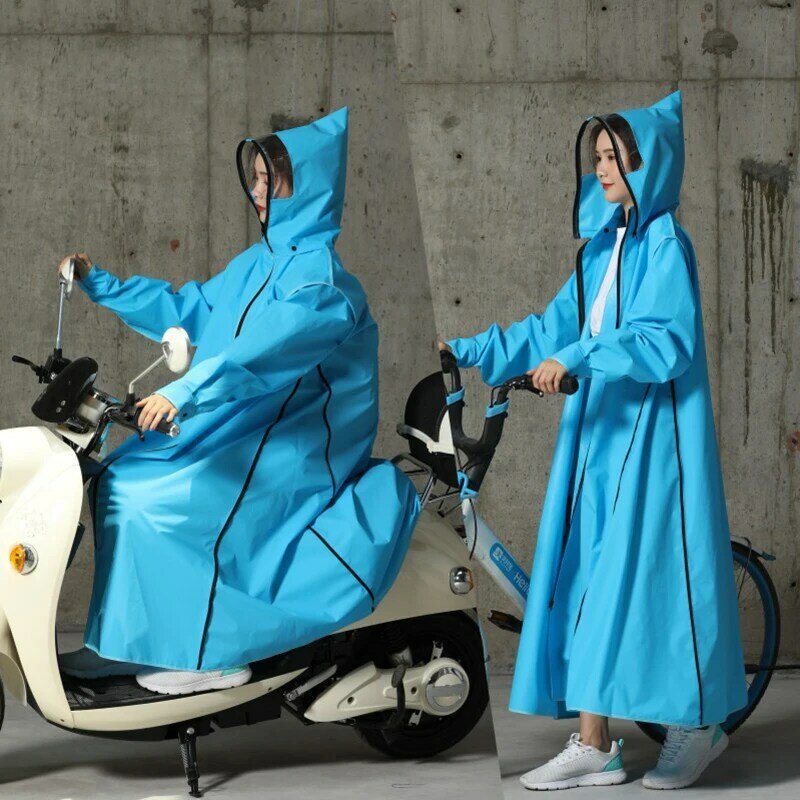 2021ขายร้อน EVA เสื้อกันฝนผู้หญิง/ชาย Zipper Hooded Poncho รถจักรยานยนต์ Rainwear ยาวสไตล์เดินป่าสิ่งแวดล้อม Poncho Rain ...