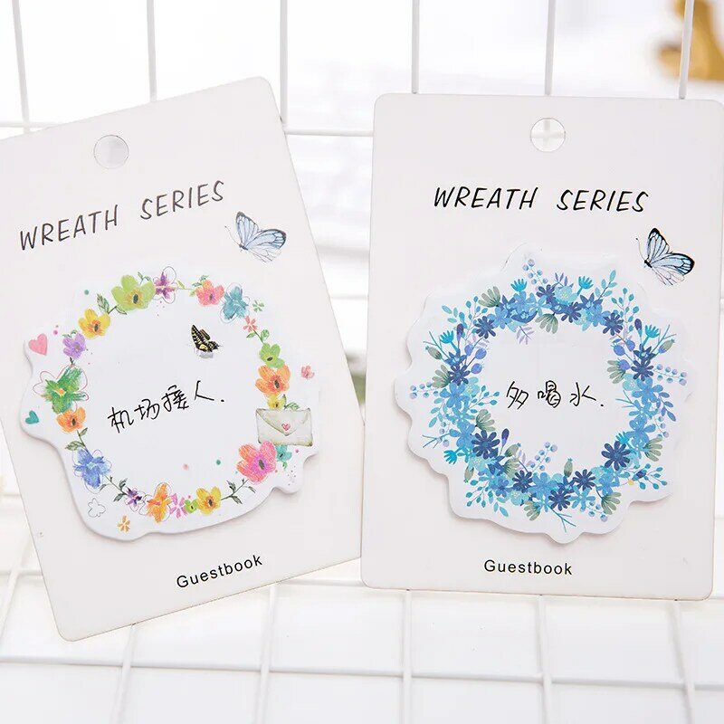 1 pcs Floral's wreath sticky notes 30 sheets Watercolor flower memo pad Mini bookmark Stationery Office School supplies statione