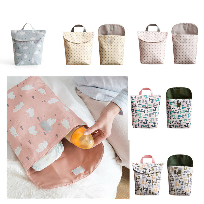 Sacos de fraldas impermeáveis do bebê, Mochila de tecido de pano molhado, Capa de fralda reutilizável, Saco molhado seco para a mãe, Cuidado com o bebê