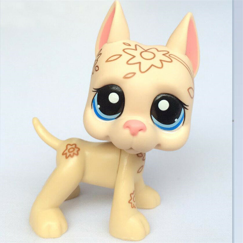 2019 LPS juguete raro pequeño blanco crema Perro Gran Danés ojos azules amarillos animal tienda de mascotas lps juguetes para niños