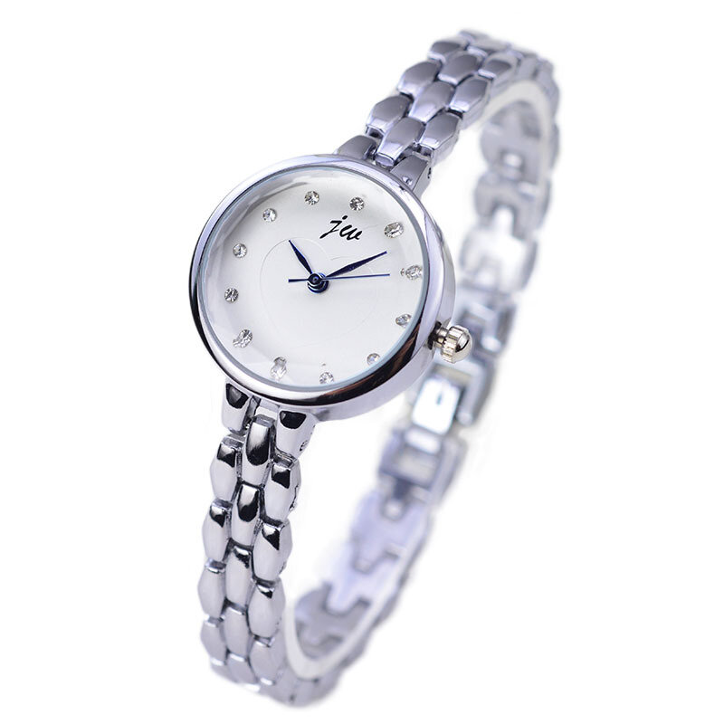 2019 jw Top Marke Mode Armband Frauen Luxus voller Edelstahl Silber schwarz Quarz Uhr weibliche Freizeit kleid Armbanduhr