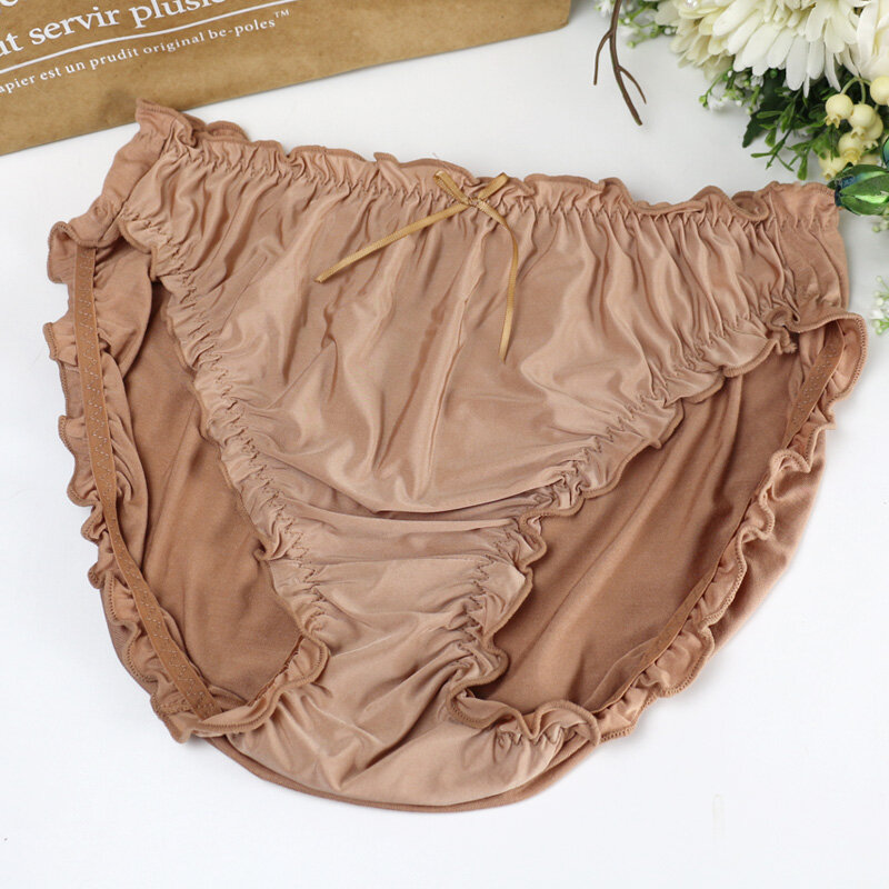 Women's Panties Large Sizes High Waist Modal Ruffle Milk Silk Sexy Underwear Plus Size Women Underpanties Fits 75-140 Kg
