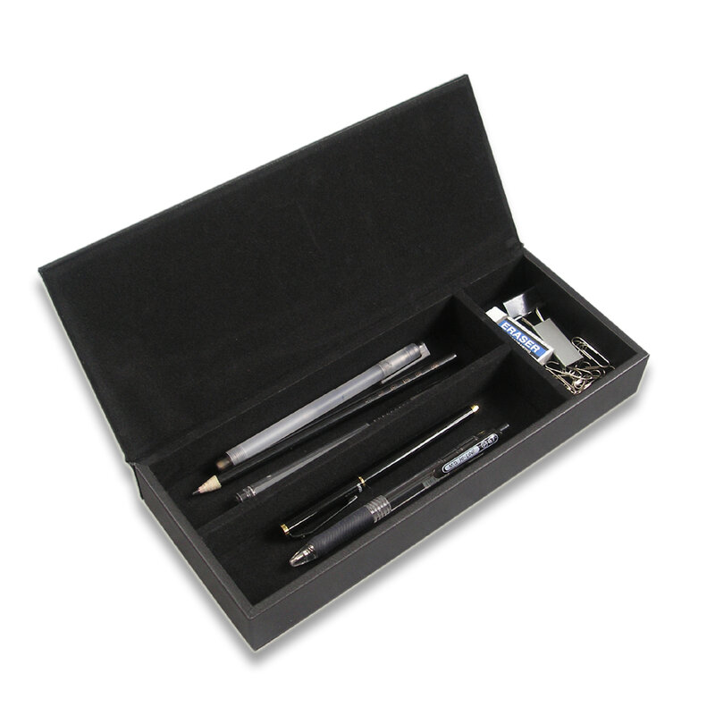 Fashion Pencil Box PU Leather Cover Office Supplies Stationery Organizer Pen Holder Desk Accessories Storage Holder Case