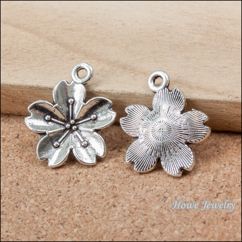 90pcs  vintage  flower  charm   Antique silver  Pendant  DIY European Style Jewelry Making  B268
