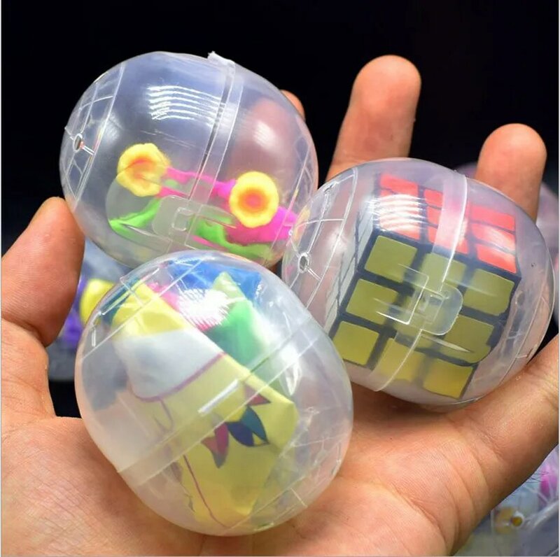10pc/pack 47mm*55mm Clear Plastic Siamese Capsules Toy Balls With Different Toy Ramdom Mix For Vending Machine