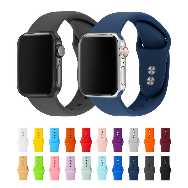 Sport Band For Apple Watch Band 38mm 40mm 42mm 44mm Double Buckle Silicone IWatch Band Strap Bracelet Series 5,4,3,2,1 81024
