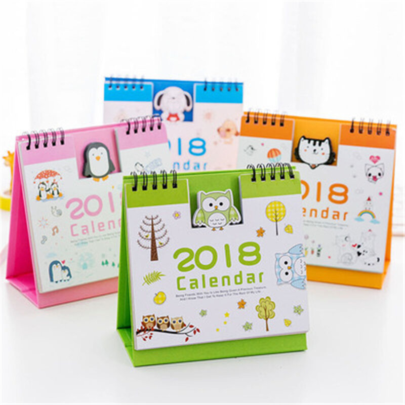 DL 2017-2018 year calendar lovely cartoon image office desktop small calendar calendar year calendar Exquisite office supplies