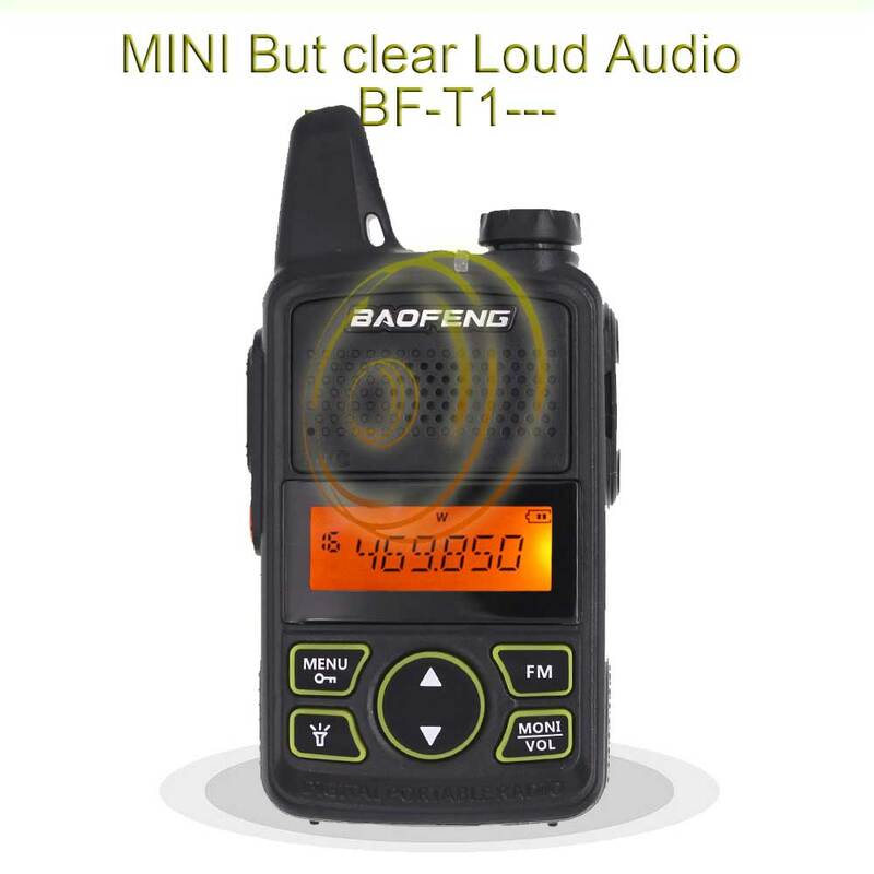 BAOFENG-Mini Handheld Rádio Em Dois Sentidos, Transceptor De Tamanho Portátil, BF-T1, UHF, 400-470MHz, 100% Original, BFT1, 2Pcs