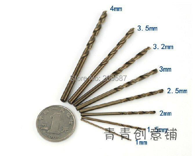 2pcs 3.5mm 0.138" HSS-Co M35 Straight Shank Twist Drill Bits For Stainless Steel