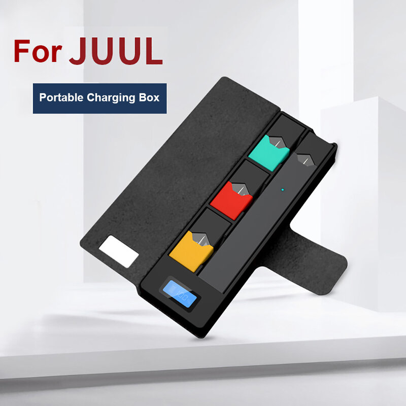 Kotak Pengisi Daya Rokok Elektronik Asli untuk JUUL USB Pengisi Daya Baterai Pods Pemegang Casing Indikator Daya LCD Bank Daya untuk JUUL