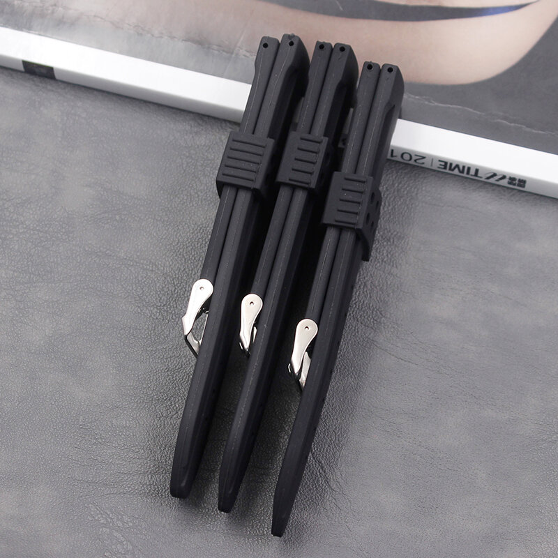 Ремешок силиконовый для мужчин и женщин, водонепроницаемый спортивный черный резиновый браслет с пряжкой, аксессуары для мужчин и женщин, 20 мм 22 мм 24 мм