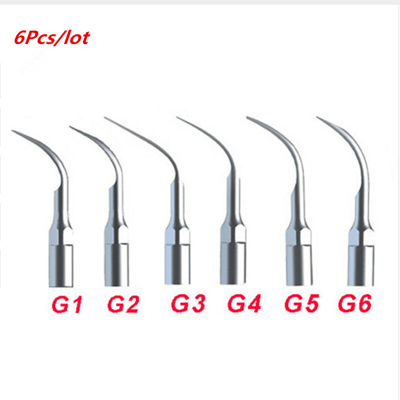 6 pçs/lote scaler dental ultra sônico dicas g1 g2 g3 g4 g5 g6 compatível com ems/woodpecker dentes clareamento dental scaler