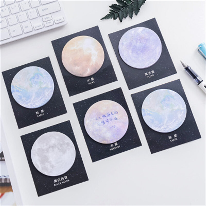 Leuke Kawaii Papier Sticky Memo Pad Creatieve Ruimte Planeet Note Voor Kids Gift Koreaanse Briefpapier