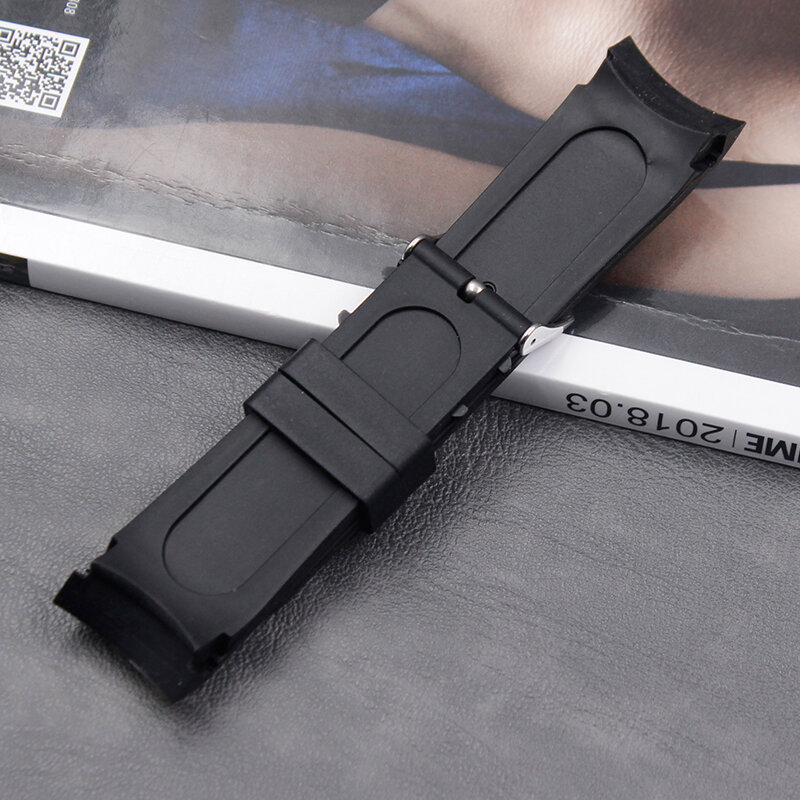 Ремешок силиконовый для мужчин и женщин, водонепроницаемый резиновый изогнутый браслет с пряжкой, 24 мм, аксессуары