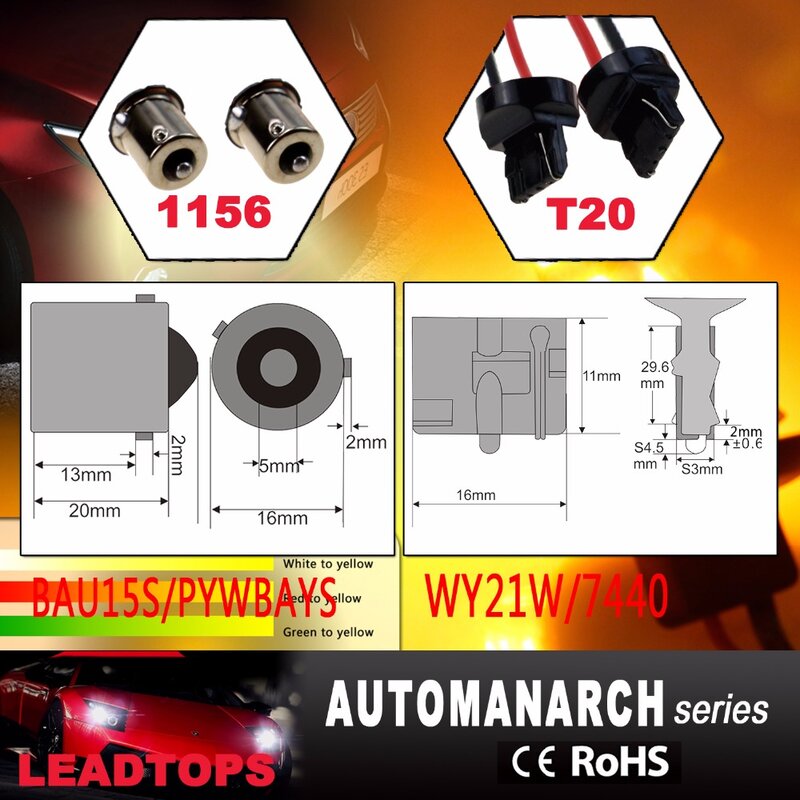 LEADTOPS T20 Led 42 Light High Power Daytime Running Light+Turn Signal DRL Dual Mode 1156 T20 7440 WY21W LED Running Lamps BE