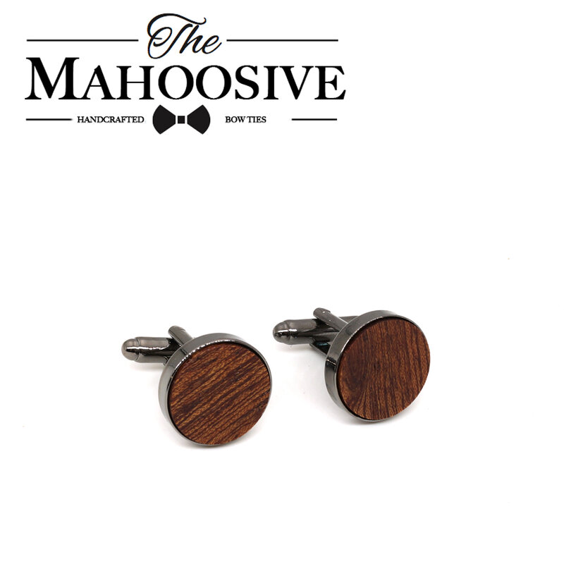Botão de punho de madeira preto abotoaduras da marca do presente dos homens da camisa da forma da madeira de mahoosive