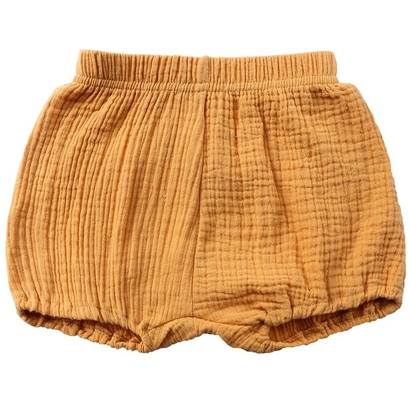 ¡Novedad de 2019! Pantalones cortos de algodón para niñas pequeñas, pantalones cortos de algodón de lino elástico para niños, pantalones sólidos de PP, pantalones bombachos de pan, atuendo 1-4Y
