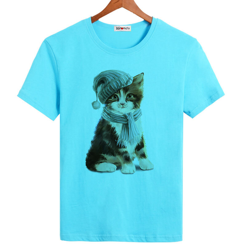 Футболка мужская с супер милым котом, красивая летняя рубашка, Индивидуальные топы, хорошее качество, Повседневная футболка для мужчин