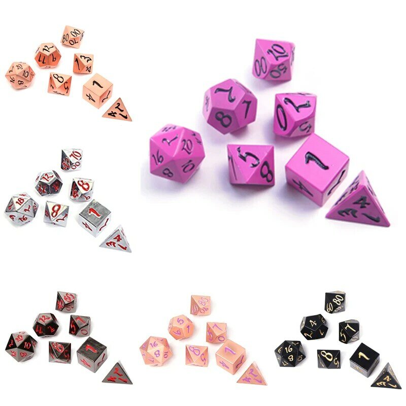 Chengshuo dnd dice metal rpg set polyhedral dungeons and dragon d20 8 Wholesale blue table games Zinc alloy digital dice pattern