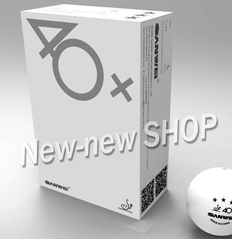 Sanwei bola de plástico para tênis de mesa 3 estrelas, novo material sem costura 40 +, aprovada pela ittf, poli tênis de mesa