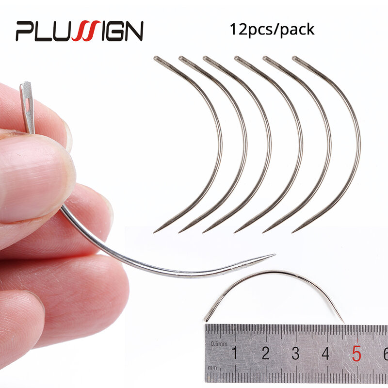 Plussign-Juego de agujas para hacer pelucas, juego de alfileres curvados de buena calidad, 12 unidades