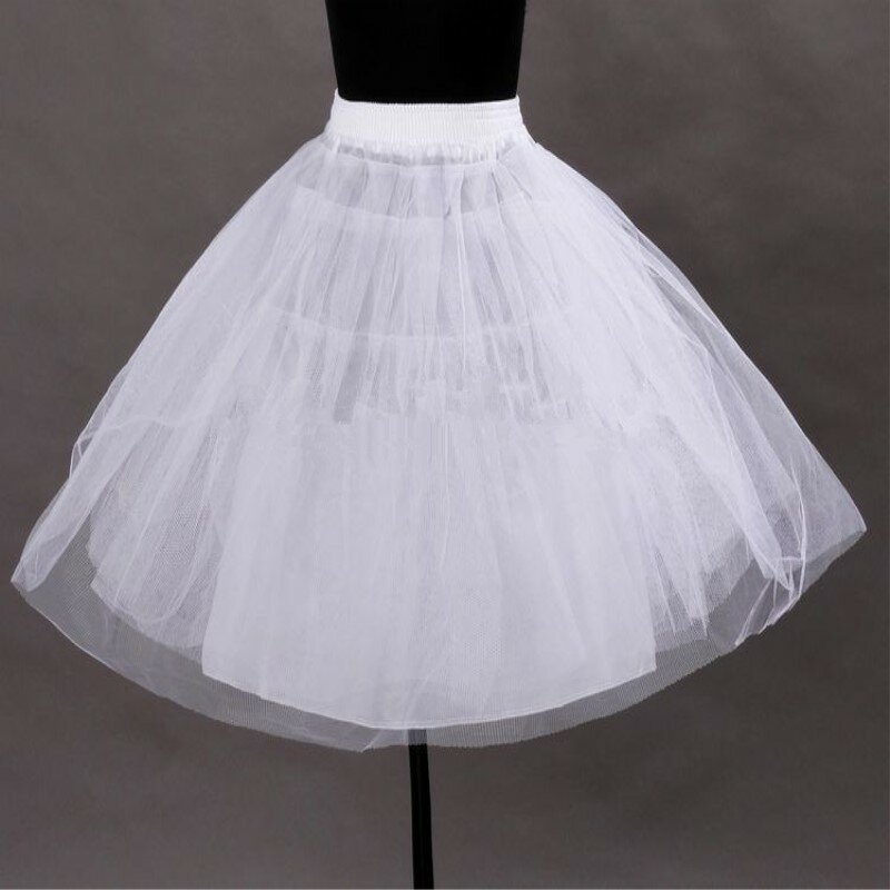 تنورة قصيرة من التل الأبيض للفتيات ، تنورة تحتية سهلة الانزلاق عالية الجودة ، بدون طوق ، فستان زفاف كروي