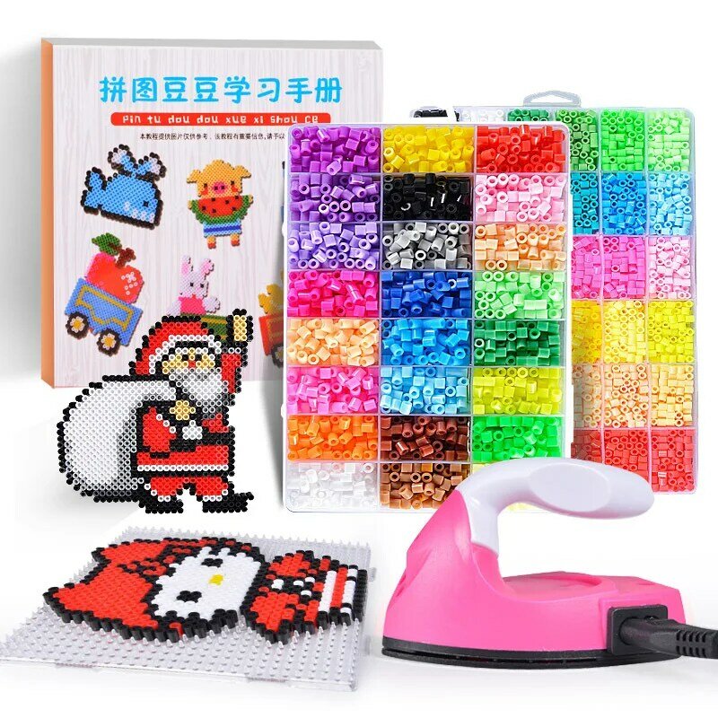 Perler Beads Kit 5mm/2.6mm Hama Bead Whole Set with Pegboard and Iron 3D Puzzle DIY Toy Kids Creative Handmade Craft Toy Gift