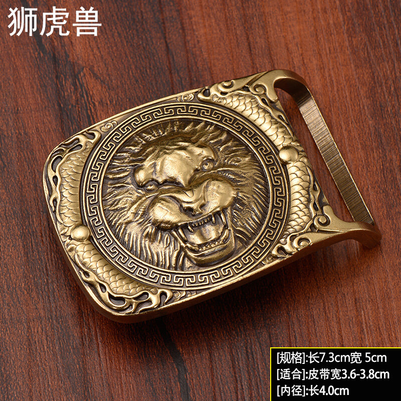 High-Grade Pure Copper Buckle Chinese Style Belt Buckle For Men Smooth Buckle Vintage Men Belt Buckle
