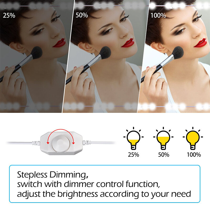 Hollywood Style LED Specchio cosmetico Lights Kit con Dimmerabile Lampadine Apparecchio di Illuminazione di Striscia per Vanità di Trucco Cosmetico Luce