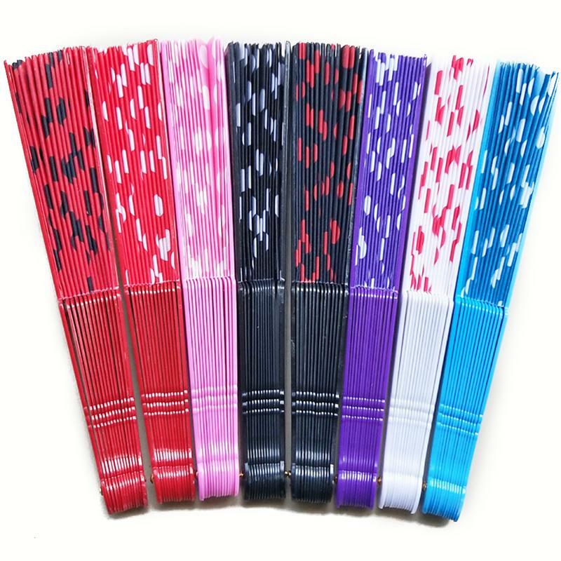 9 Colors Elegant Plastic Hand Fans Chinese Polka Dots Hand Folding Fan for Dance Party Pocket Gifts