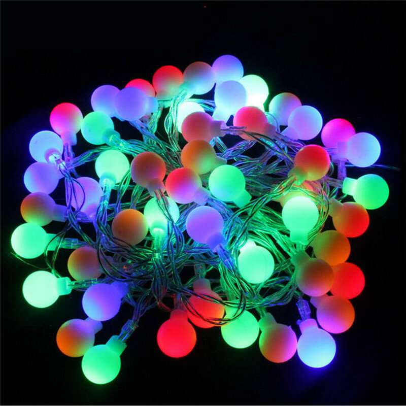 10 متر 100LED RGB جارلاند سلسلة الجنية الكرة الخفيفة لحفلات الزفاف عيد الميلاد عطلة الديكور مصباح مهرجان الإضاءة في الهواء الطلق 220 فولت
