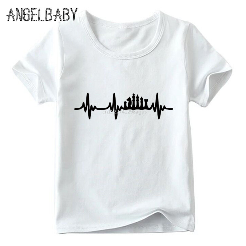 Kaus Denyut Jantung Catur Anak-anak Kaus Lengan Pendek Atasan Musim Panas Anak Laki-laki/Perempuan Pakaian Kasual Fashion Anak, Hcp4159