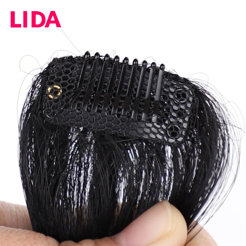 LIDA Remy бразильские накладные волосы 6 "Короткие Прозрачные передние челки Клип В короткая челка прямые натуральные человеческие волосы