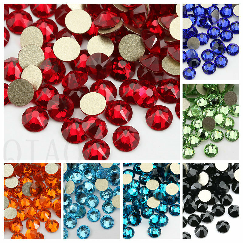 Diamantes de imitación SS16 SS20 (16 caras cortadas), pegamento de cristal sin adhesivo, Parte posterior plana, para prendas de vestir, varios colores