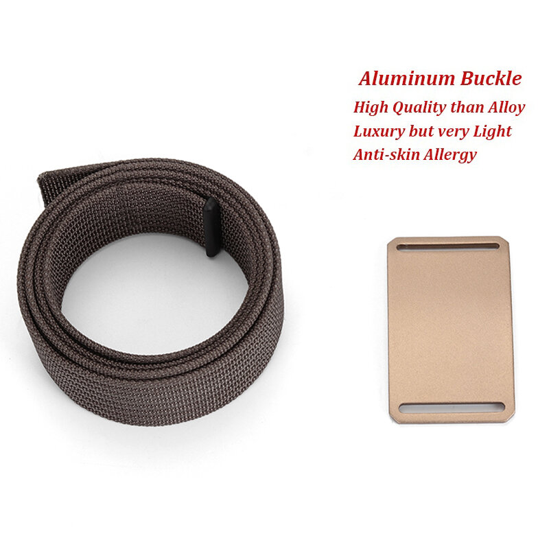 Cinturón militar con hebilla de aluminio para Hombre, cinturón táctico de lona de 1,5 pulgadas, de nailon, color marrón