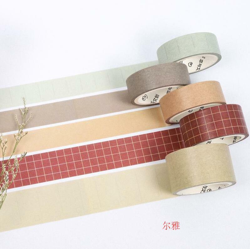 5pcs/set Basic geometry series retro grid/line/blank/twill pure color Decoration Washi Tape DIY Diary Scrapbooking Masking Tape
